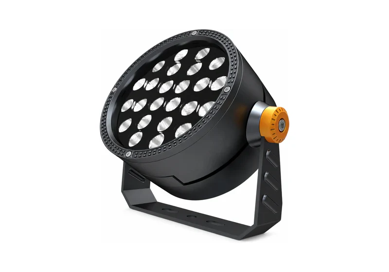 GDXC LED flood light with circular multi-lens face and mounting bracket